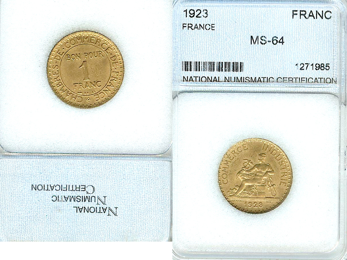 1 franc CDC 1923 NNC MS64